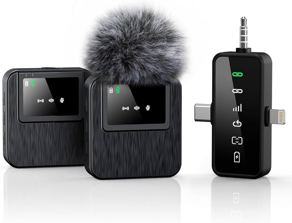 3-in-1 Mini Microphone for iPhone, Android, Camera – 328ft Long Range, 20H