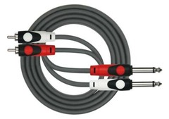 3ft Kirlin Dual-RCA Male to Dual 1/4″ TS Male Oxygen-Free-Copper Audio Cable, RW