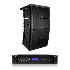 Sound Town ZETHUS Four Dual 10-inch Line Array Speaker and Amplifier Combo Set