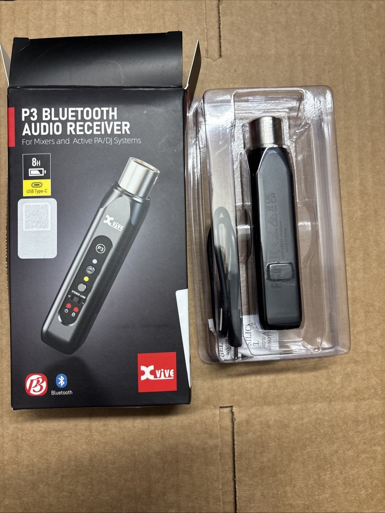 Xvive P3 Bluetooth Wireless Receiver for Mixers & Active PA/DJ Systems, Black