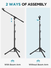 InnoGear Microphone Stand, 2 Pack Tripod Boom Arm Floor Mic Stand Black