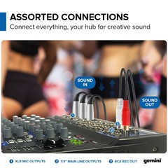 Gemini 12-Channel DJ Audio Mixer with Multi-FX, USB, EQ & Phantom Power – Studio