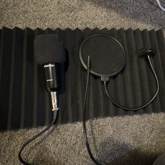 ZINGYOU ZY-007 Wired XLR Condenser Microphone with Pop Filter, Black