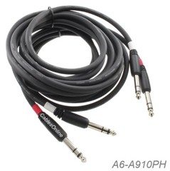 10ft Dual 1/4″ TRS Stereo Male to Male Plug Noise Free Black Audio Cable