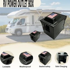 RV/EV 50 Amp 125/250 Volt Power Outlet Box with Flag, Black RVPNR588F