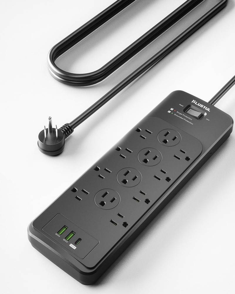 Surge Protector Power Strip 5FT(4080J), Black Surge Protector with 12 Outlets…
