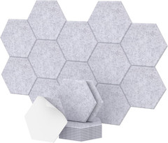 12 Pack Hexagon Acoustic Panels, 12″X 10″X 0.4″ Self-Adhesive Sound Proof