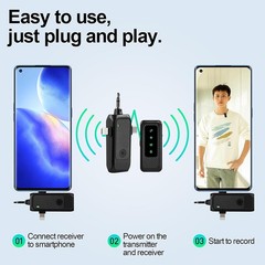 Wireless Lavalier Microphone For iPhone Android Video Recording, Live Streaming