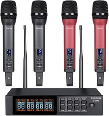 Rechargeable Wireless Microphone System 4 Channel Pro, UHF Handheld Cordless …