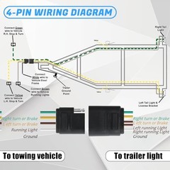 29Ft 4 Pin Trailer Wiring Harness Kit – 25FT 5-Wire Male & 4FT 4-Wire 29FT
