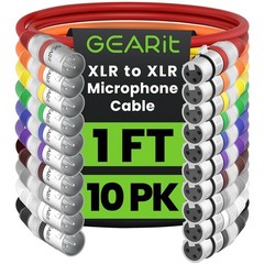 GEARit XLR Cables 1ft 10 Pack, Microphone Cable XLR Male to Female, Balanced Shi