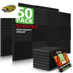 50 Pack Acoustic Foam Panels,2″X 12″ X 12″Sound Proof Foam Panelshigh Density So