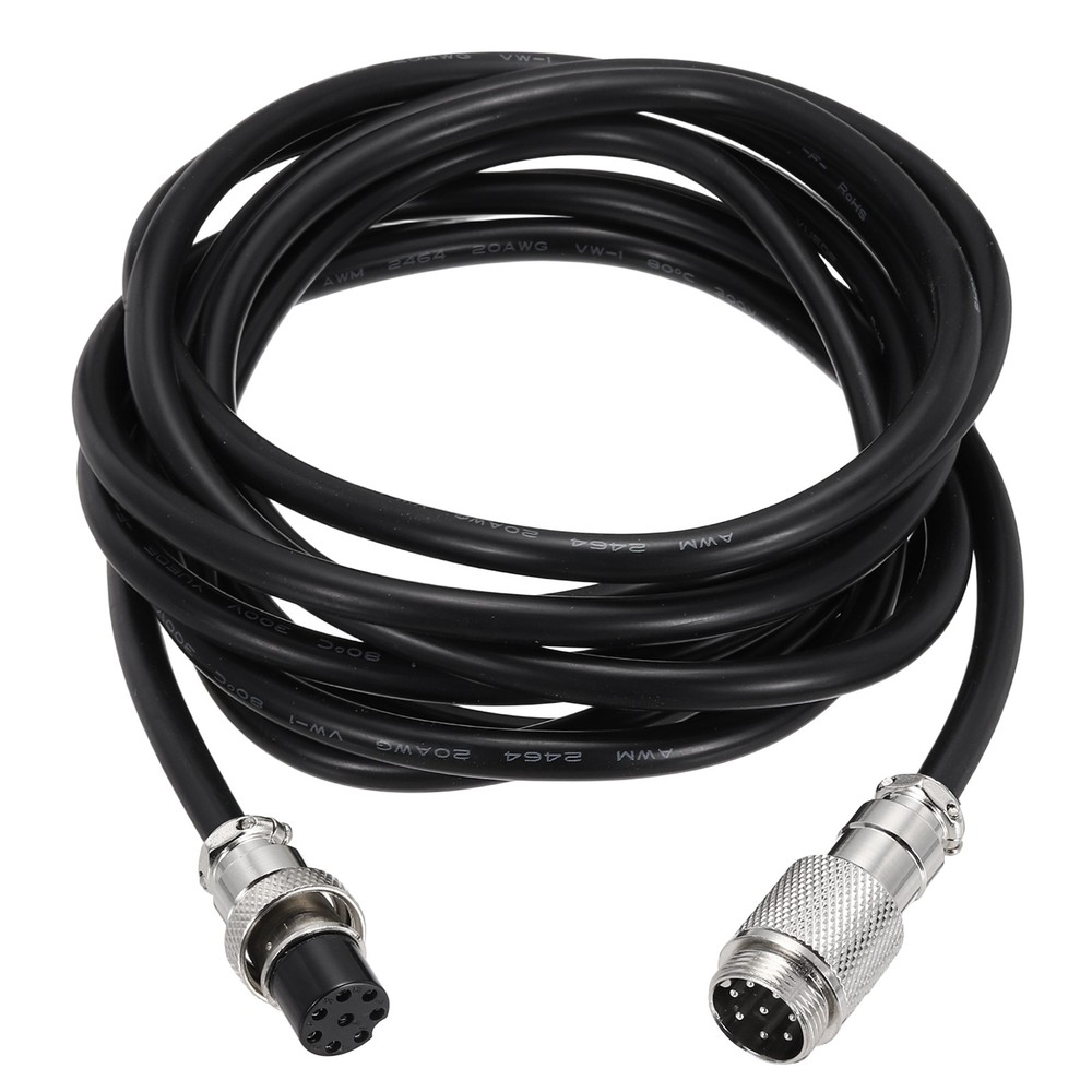 9.9ft GX16 8 Pin Cable Male to Female Head Aviation Cordset 22AWG, Black