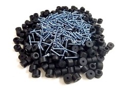 25 Rubber Feet 5/8″ Diameter, 7/16″ Height Bumper w Washers Embedded + Screws