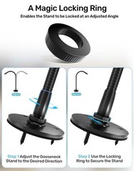 Etour 19-inch Gooseneck Microphone Holder 19 Inch + Flange Mount, Black