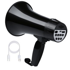 20 Watt Rechargeable Megaphone Bullhorn with Siren and 240s Recording, BT and