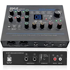 Pyle Professional USB Audio Interface with MIC/LINE, Guitar AUX Stereo & RCA