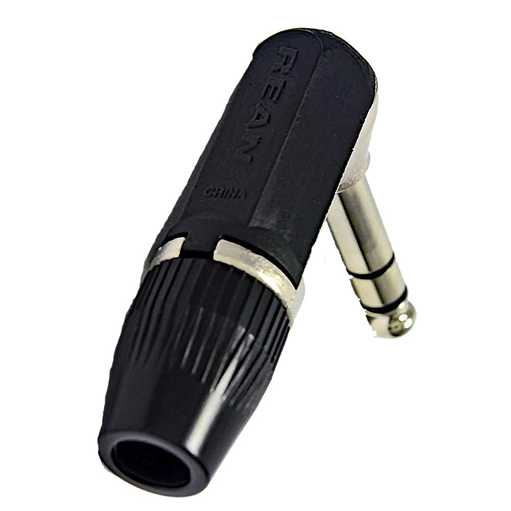 REAN NYS208 1/4″ 6.35 mm 3-Pole Stereo TRS Right Angle Plug Nickel/Black