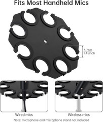 Multi Microphone Holder up to Mics Metal Tray Attachment for Mic Stand, Multiple