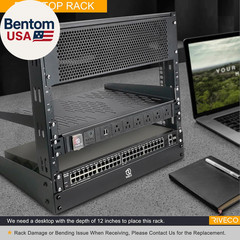 10U Desktop Rack for Audio & Network Devices 19 Inch 2 Post Open Frame Shelf wit
