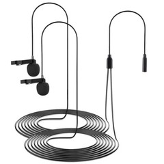 BY-M2D 6M Dual Lapel Lavalier Microphone for iPhone 11/8 iPad iOS 8.0 Devices