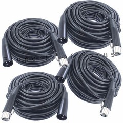 4pack 50 foot feet xlr male to female shielded mic cables powered speaker cords