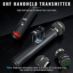 Wireless Microphone System, Dual Wireless Mics,w/ 2 Handheld Dynamic Micropho…