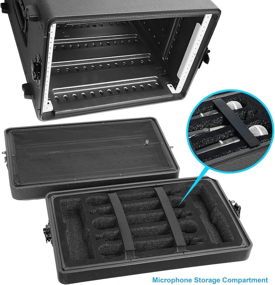 6U Rack Case Shallow 12″ Depth, 19″ Rackmount Flight Case Watertight Dust-Proof