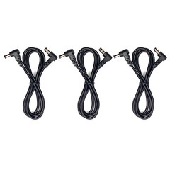 (3) Pack 3ft Right Angle 2.1mm x 5.5mm Barrel CCTV Guitar Pedal DC Power Cables