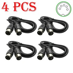 4Pack MIDI Cable 3 ft Male to Male 5 Pin DIN Plugs RoHS Black