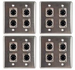 4 pk Wall Plate with 4 RJ45 pass through connectors by Elite Core