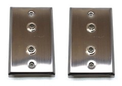 (2) Two Single Wall Plates Dual NEUTRIK REAN NYS229 Mono 1/4″ Jack Stainless