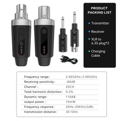 EBJ Wireless Microphone Transmitter Receiver 2.4Ghz, XLR Microphone Wireless …