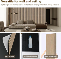 Soundproof Walnut Veneer Peel & Stick Wall Panels – 2 Pack 94.5