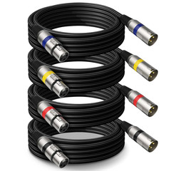 Professional 4 Pack 100FT XLR Cables, Noise Free and Long-Lasting Braided XLR Mi