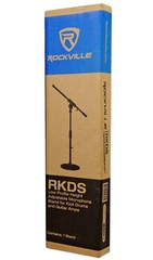 Rockville Podcast Recording Studio Desktop Microphone Mic Stand, Round Base+Boom