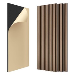 Peel and Stick Acoustic Wall Panels 24x48in Wood Slat MDF Felt Sound Absorbing 4