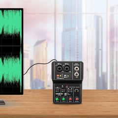 2 Channel Mixing Console Live Studio Audio DJ Mixer Sound Board USB Interface
