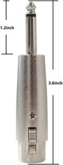 3pin XLR Female to 1/4″ 6.35mm Mono Male Plug Audio Cable Microphone Mic Adapter