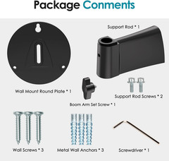 Wall Mount Boom Arm – Microphone Holder for Stand, Vertical Surface Mount and Fr
