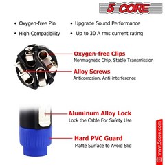 5Core Speakon 4 Pole Male Plug Compatible Audio Cable Connectors High Quality