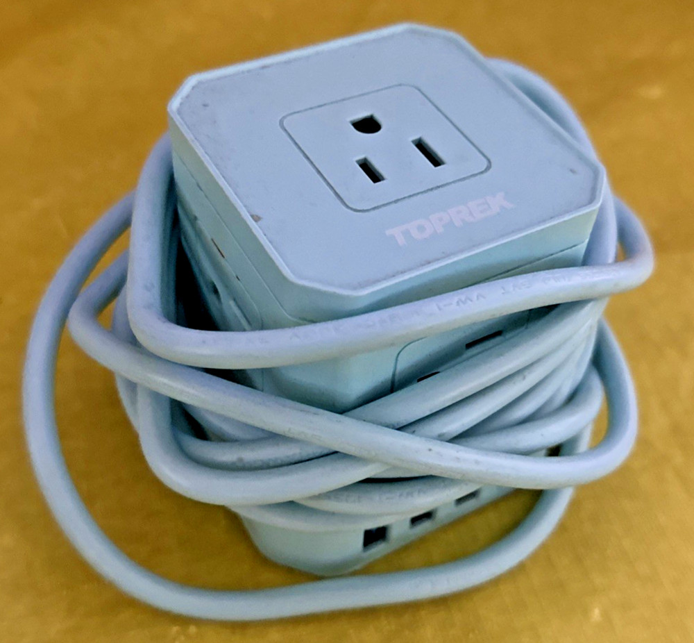 TOPREK power strip surge protector with USB-C + 3 USB 10′ grounded 3 prong cord