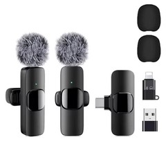 Mini Wireless Lavalier Mic 2 Pack- USB/USB C/ Lightning For iPhone/ Android