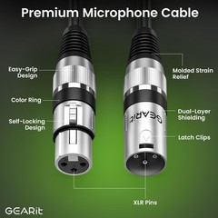 GearIT XLR to XLR Microphone Cable (10 Feet, 6-Pack) XLR Male to Female Mic Cabl