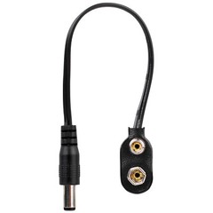 9V Battery Clip to DC Plug 2.1 x 5.5 mm Tip Positive 5″ Adapter Cord