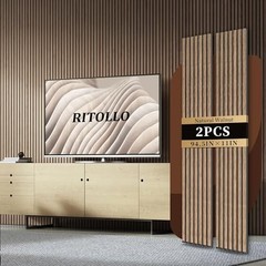 Wood Slat Panels for Wall 2-Piece 94.5″×11″ 94.5×11 (2 PCS) Natural Walnut