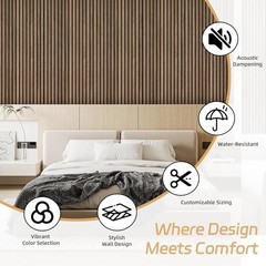 Wood Slat Panels for Wall 2-Piece 94.5″×11″ 94.5×11 (2 PCS) Natural Walnut