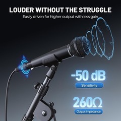 Dynamic Vocal Microphone, Cardioid Microphone with ON/Off Switch, 16.4 ft XLR