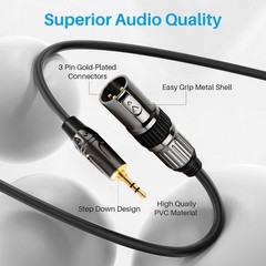 XLR to 3.5mm (1/8 inch) Microphone Cables, 1 Pack 6 Feet Oxygen-Free Copper 3-Pi