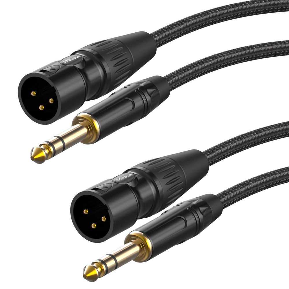 smbiutoofe XLR to 1/4, TRS to XLR Male 25ft GoldPlated Connectors Nylon Braid…